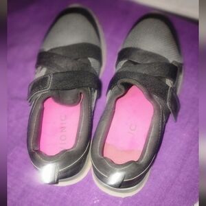 Vionic Brisk Dash Shoes Womens 8 Black Gray Orthotic Arch Walking Sneakers Pre-O